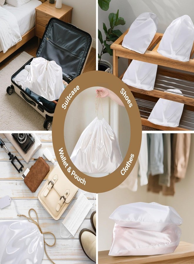 Ewen 7Pcs Dust Bags for Handbags, Satin Travel Dust Cover Bag, 2Pack 11.8x15.7in DustBag for Shoes, 2Pcs 19.6x15.7in Storage, Pack of 3 23.6x19.6in Bag for Purse, White Silk Cloth Bags with Drawstring - Image 5